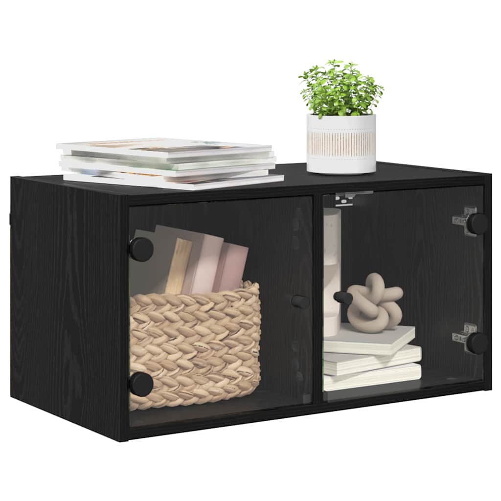 Vægskab Vægmonteret Sort eg 68 x 37 x 35 cm Konstrueret træ