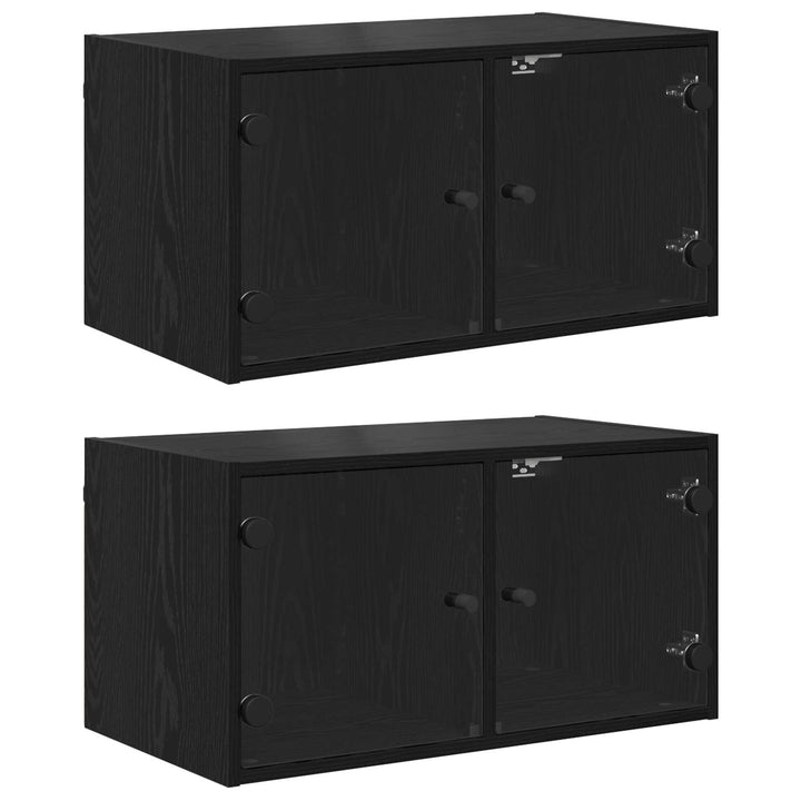 Væggeskabe 2 pcs Sort eg 68 x 37 x 35 cm Konstrueret træ