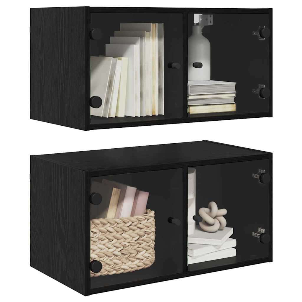 Væggeskabe 2 pcs Sort eg 68 x 37 x 35 cm Konstrueret træ