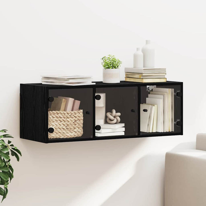 Vægskab Vægmonteret Sort eg 102 x 37 x 35 cm Konstrueret træ