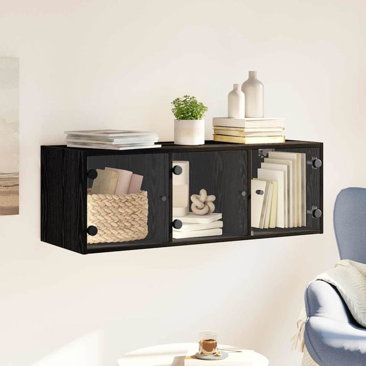 Vægskab Vægmonteret Sort eg 102 x 37 x 35 cm Konstrueret træ