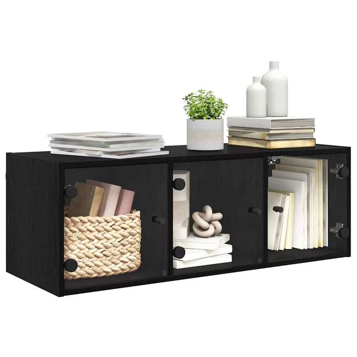 Vægskab Vægmonteret Sort eg 102 x 37 x 35 cm Konstrueret træ