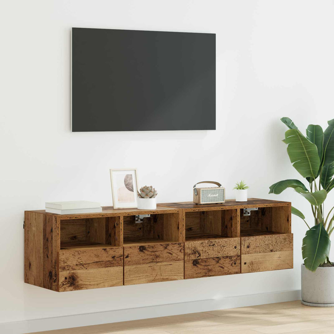 TV Væghylder 2 pcs Gammelt træ 60 x 30 x 30 cm Konstrueret træ