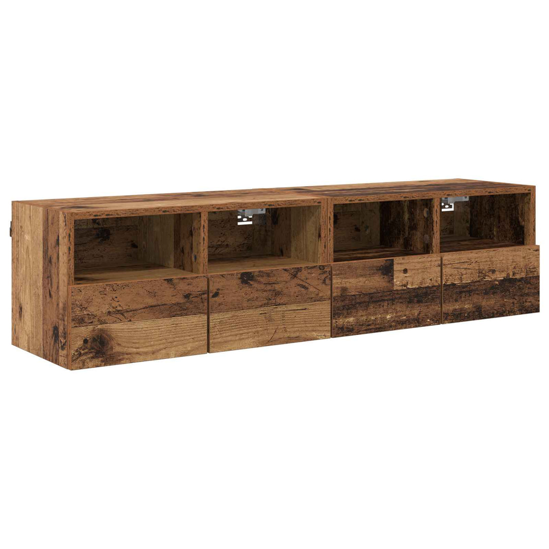 TV Væghylder 2 pcs Gammelt træ 60 x 30 x 30 cm Konstrueret træ