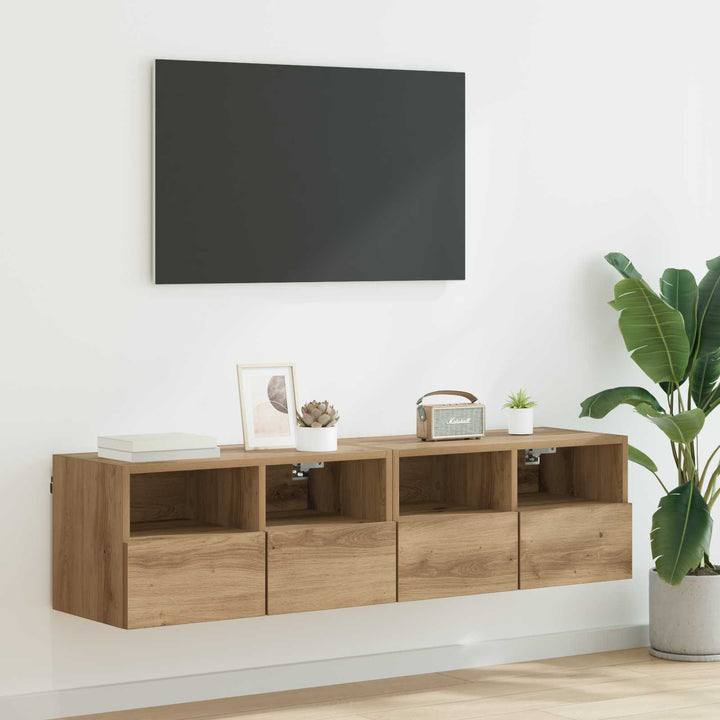 TV Væghylder 2 pcs Artisan Egetræ Konstrueret træ