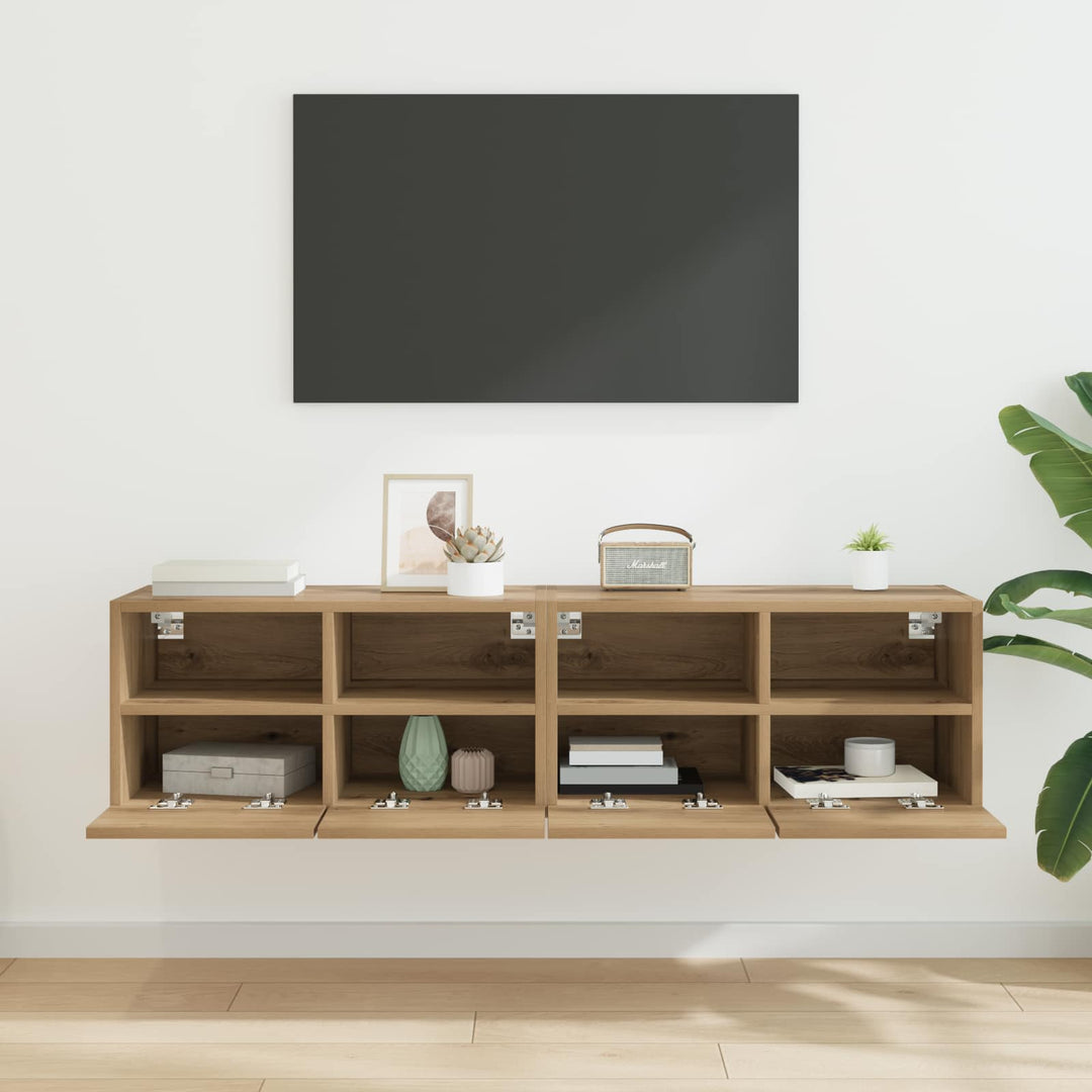 TV Væghylder 2 pcs Artisan Egetræ Konstrueret træ