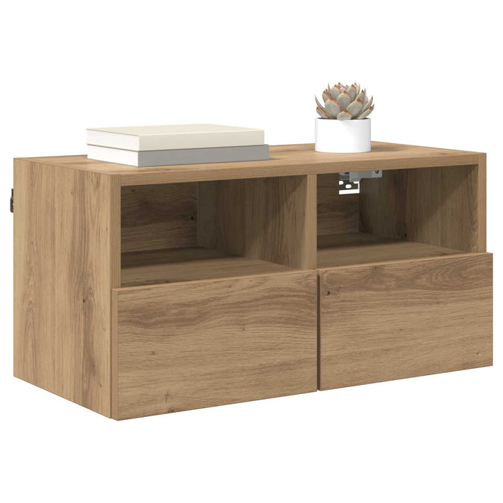 TV Væghylder 2 pcs Artisan Egetræ Konstrueret træ