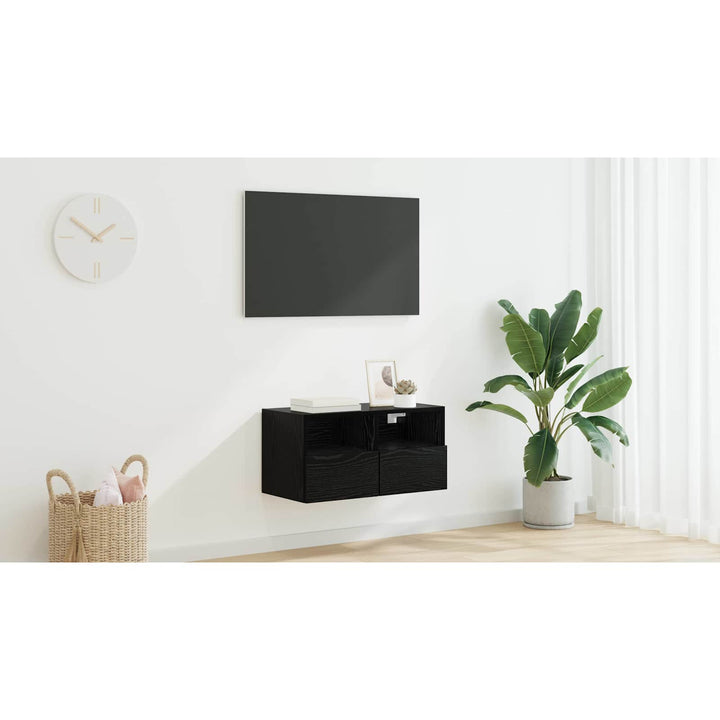 TV vægskab Vægmonteret Sort eg 60 x 30 x 30 cm Konstrueret træ