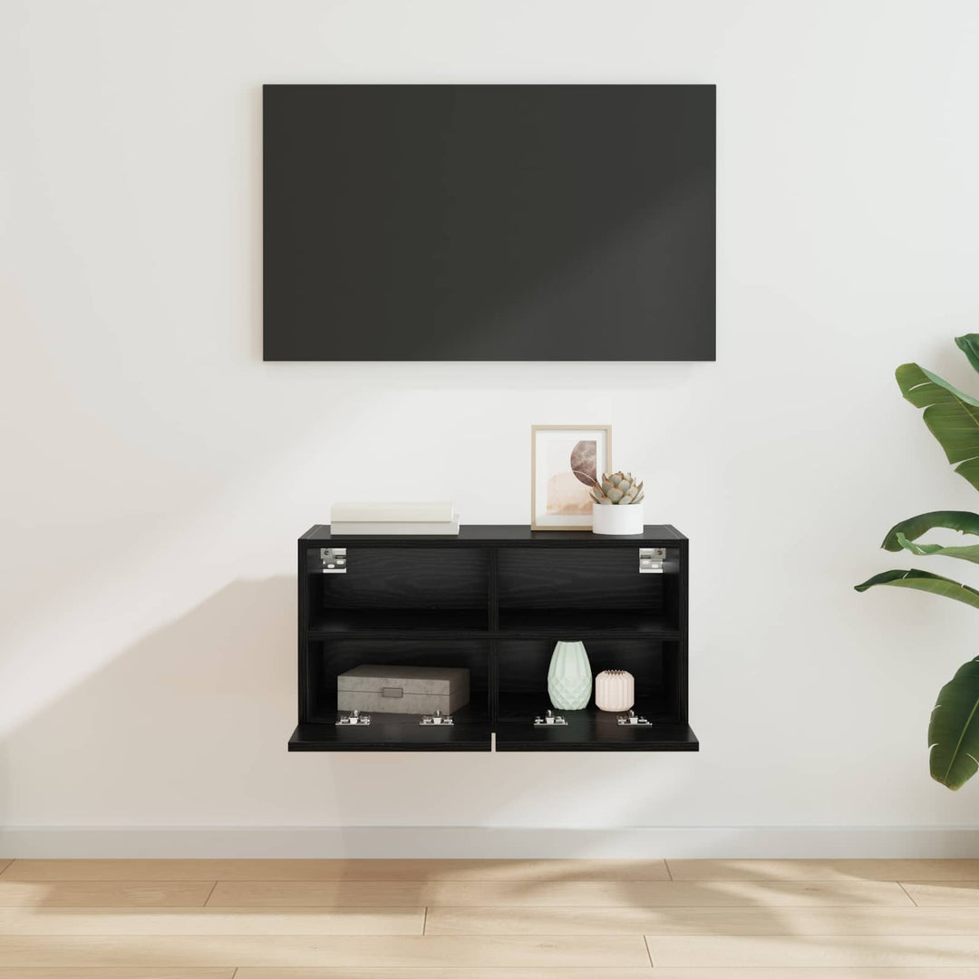 TV vægskab Vægmonteret Sort eg 60 x 30 x 30 cm Konstrueret træ