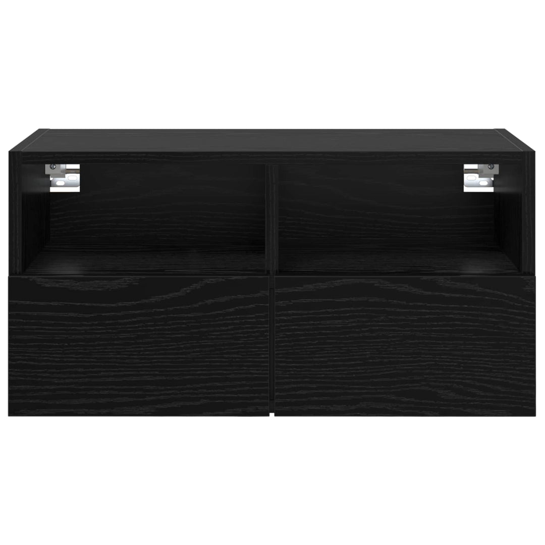 TV vægskab Vægmonteret Sort eg 60 x 30 x 30 cm Konstrueret træ