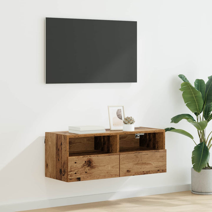 TV vægskab Gammelt træ 80 x 30 x 30 cm Konstrueret træ