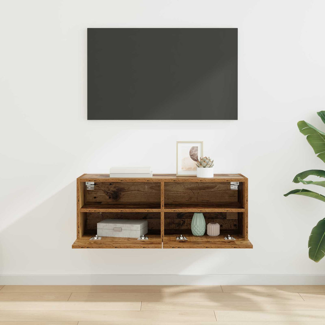 TV vægskab Gammelt træ 80 x 30 x 30 cm Konstrueret træ