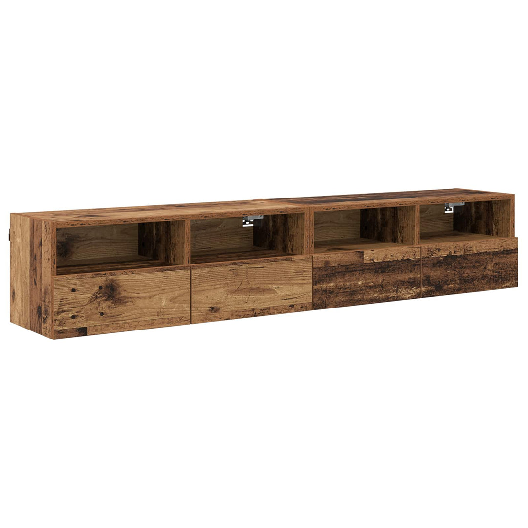 TV Væghylder 2 pcs Gammelt træ 80 x 30 x 30 cm Konstrueret træ