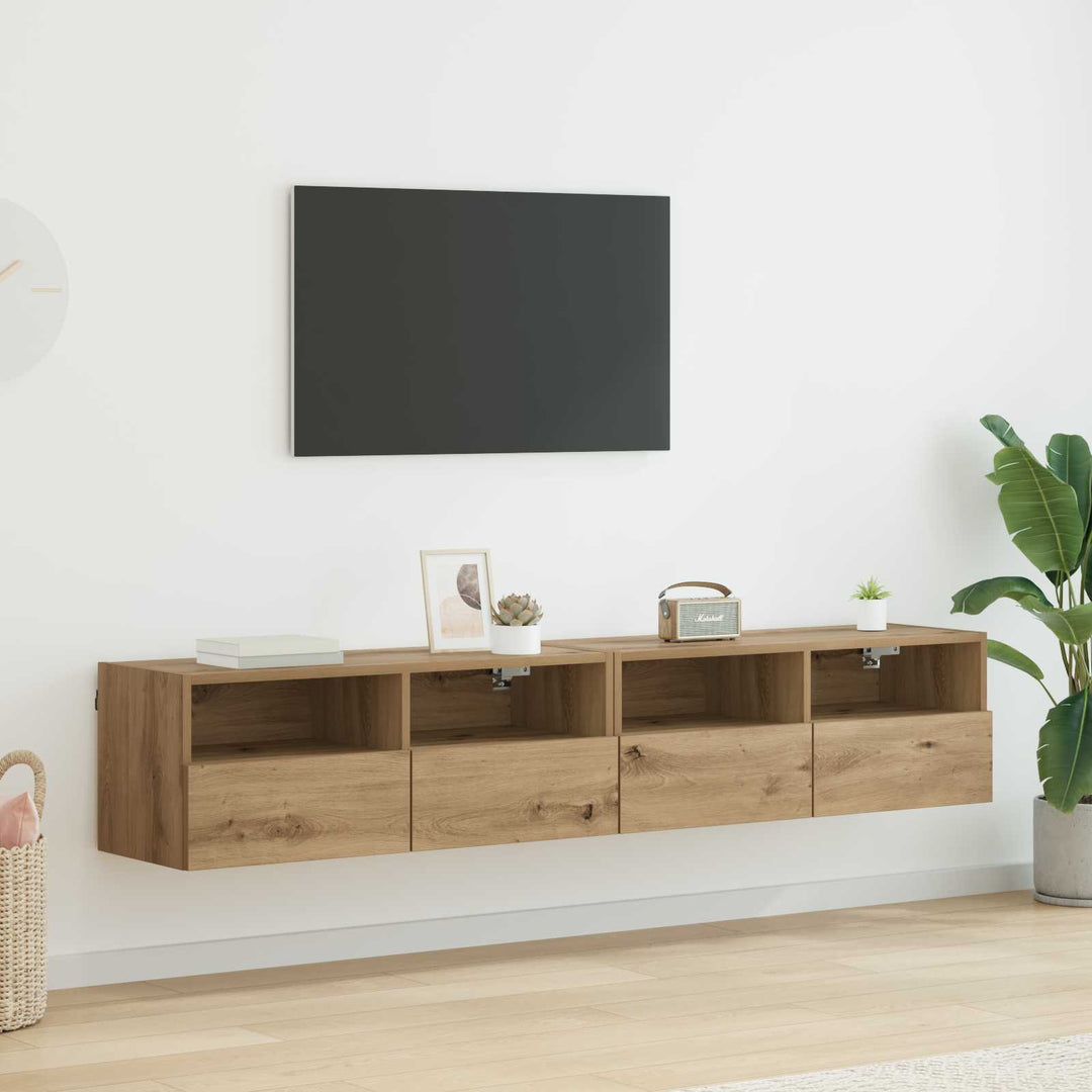 TV Væghylder 2 pcs Artisan Egetræ Konstrueret træ