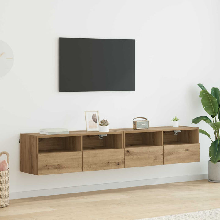 TV Væghylder 2 pcs Artisan Egetræ Konstrueret træ