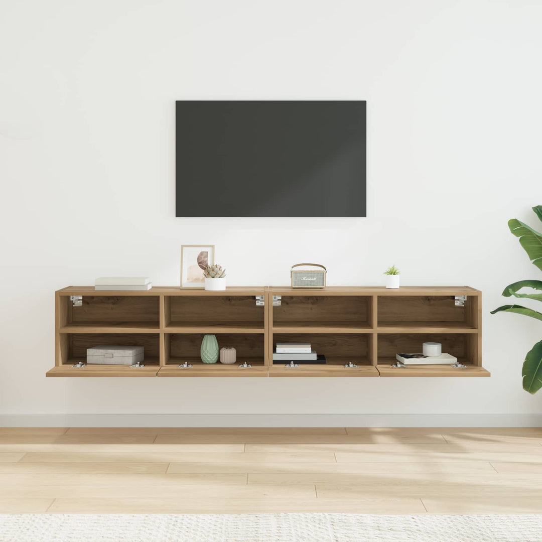 TV Væghylder 2 pcs Artisan Egetræ Konstrueret træ