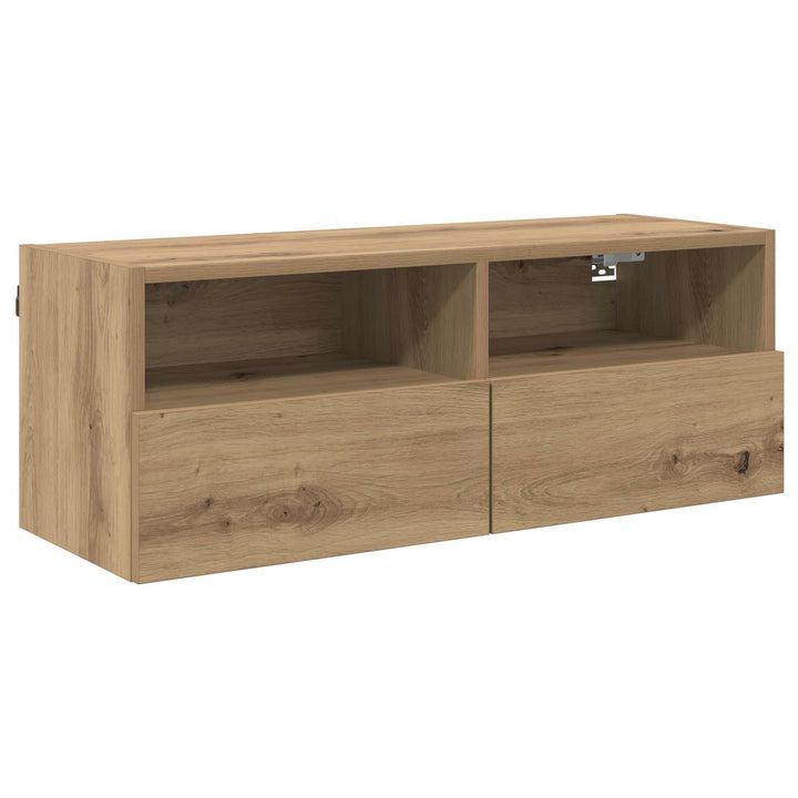 TV Væghylder 2 pcs Artisan Egetræ Konstrueret træ