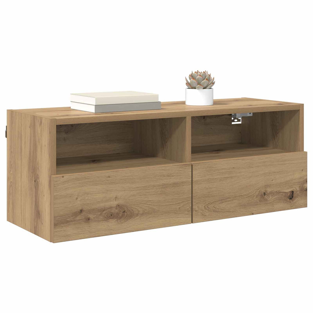 TV Væghylder 2 pcs Artisan Egetræ Konstrueret træ
