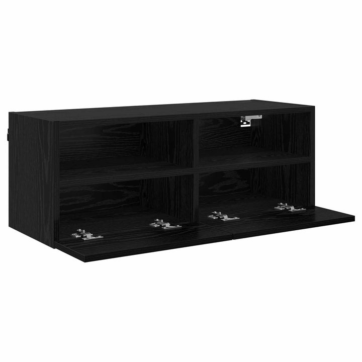 TV vægskab Vægmonteret Sort eg 80 x 30 x 30 cm Konstrueret træ
