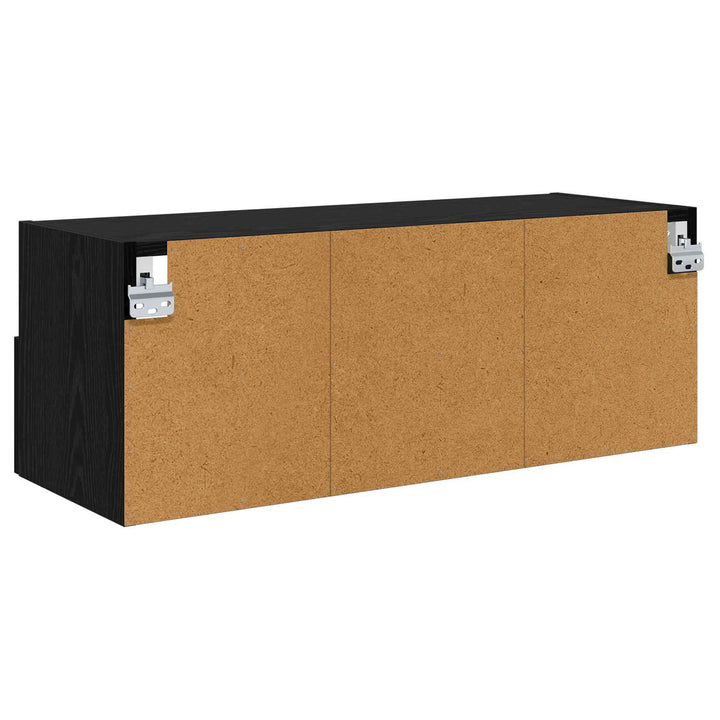 TV vægskab Vægmonteret Sort eg 80 x 30 x 30 cm Konstrueret træ
