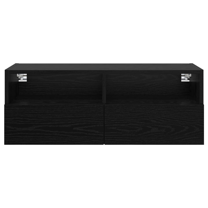 TV vægskab Vægmonteret Sort eg 80 x 30 x 30 cm Konstrueret træ
