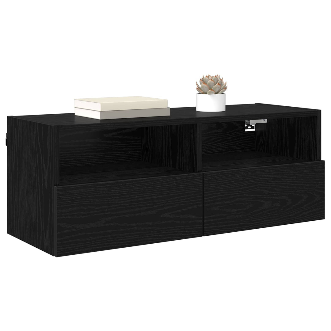 TV vægskab Vægmonteret Sort eg 80 x 30 x 30 cm Konstrueret træ