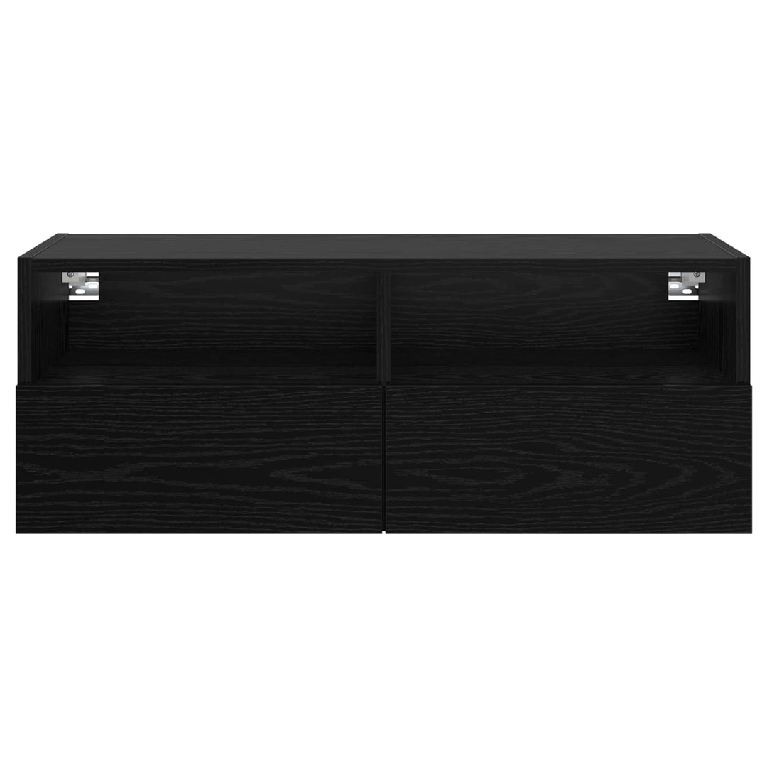 TV Væghylder 2 pcs Sort eg 80 x 30 x 30 cm Konstrueret træ
