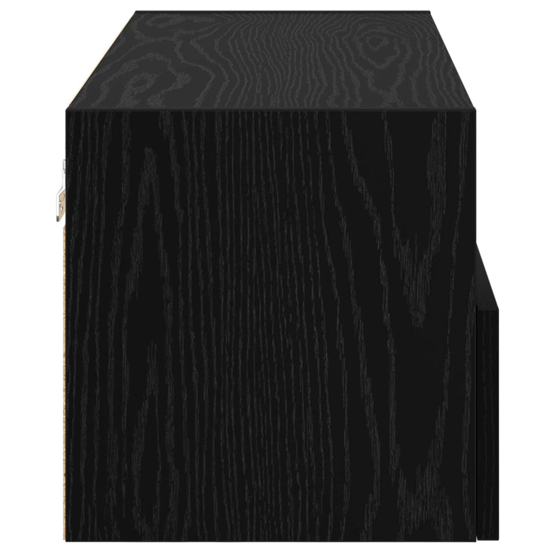 TV Væghylder 2 pcs Sort eg 80 x 30 x 30 cm Konstrueret træ
