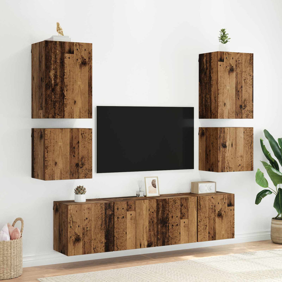 TV vægskab Vægmonteret Gammelt træ 40,5x30x40cm Konstrueret træ