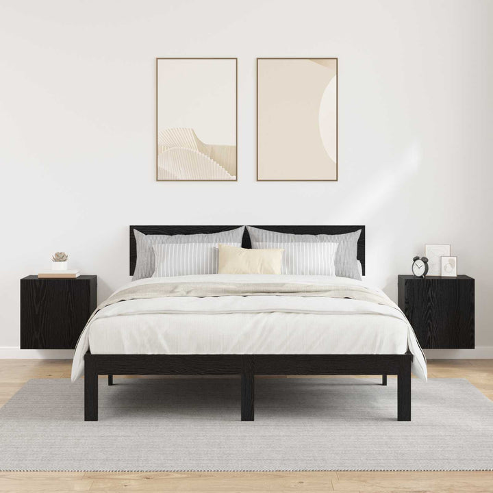 TV Væghylder 2 pcs Sort eg 40,5x30x40cm Konstrueret træ