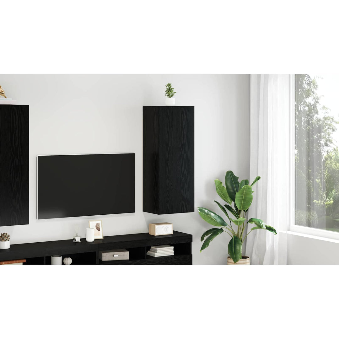 TV vægskab Sort eg 40,5 x 30 x 102 cm Konstrueret træ