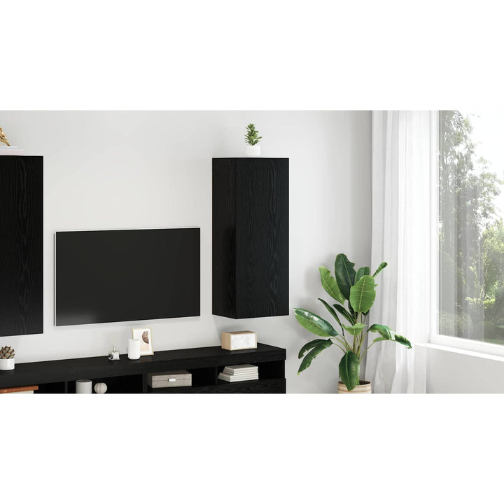 TV vægskab Sort eg 40,5 x 30 x 102 cm Konstrueret træ