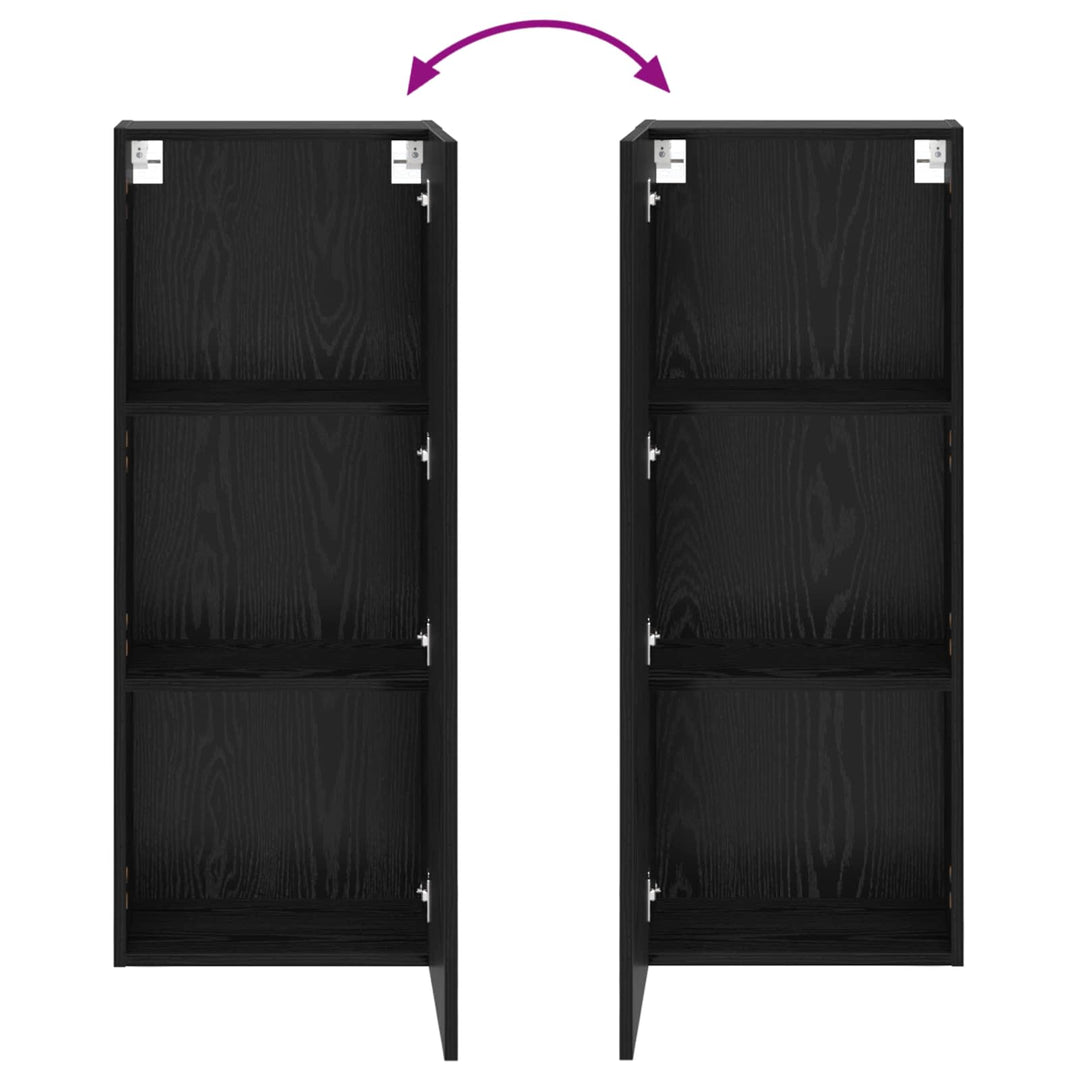 TV vægskab Sort eg 40,5 x 30 x 102 cm Konstrueret træ