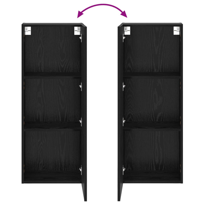 TV vægskab Sort eg 40,5 x 30 x 102 cm Konstrueret træ