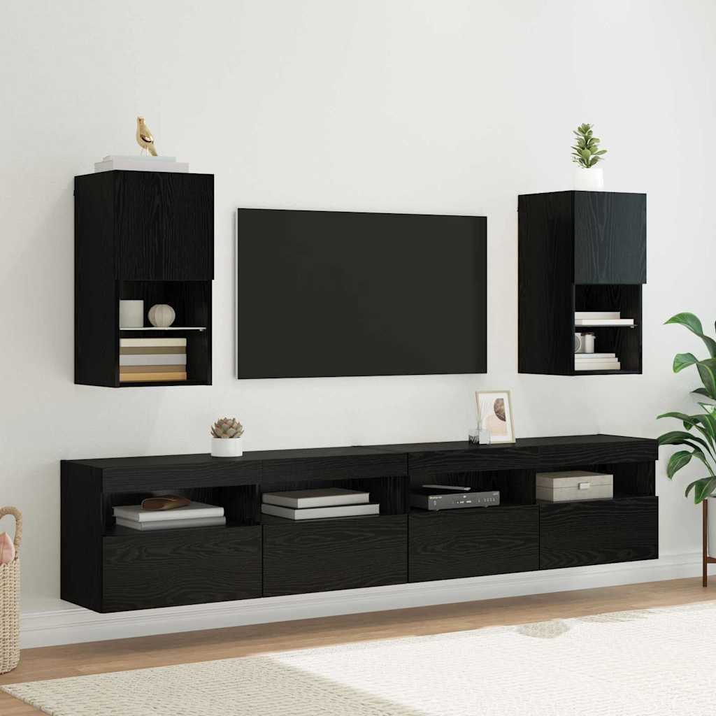 Væghængt TV Skab Sort eg 30,5 x 30 x 60 cm Konstrueret træ