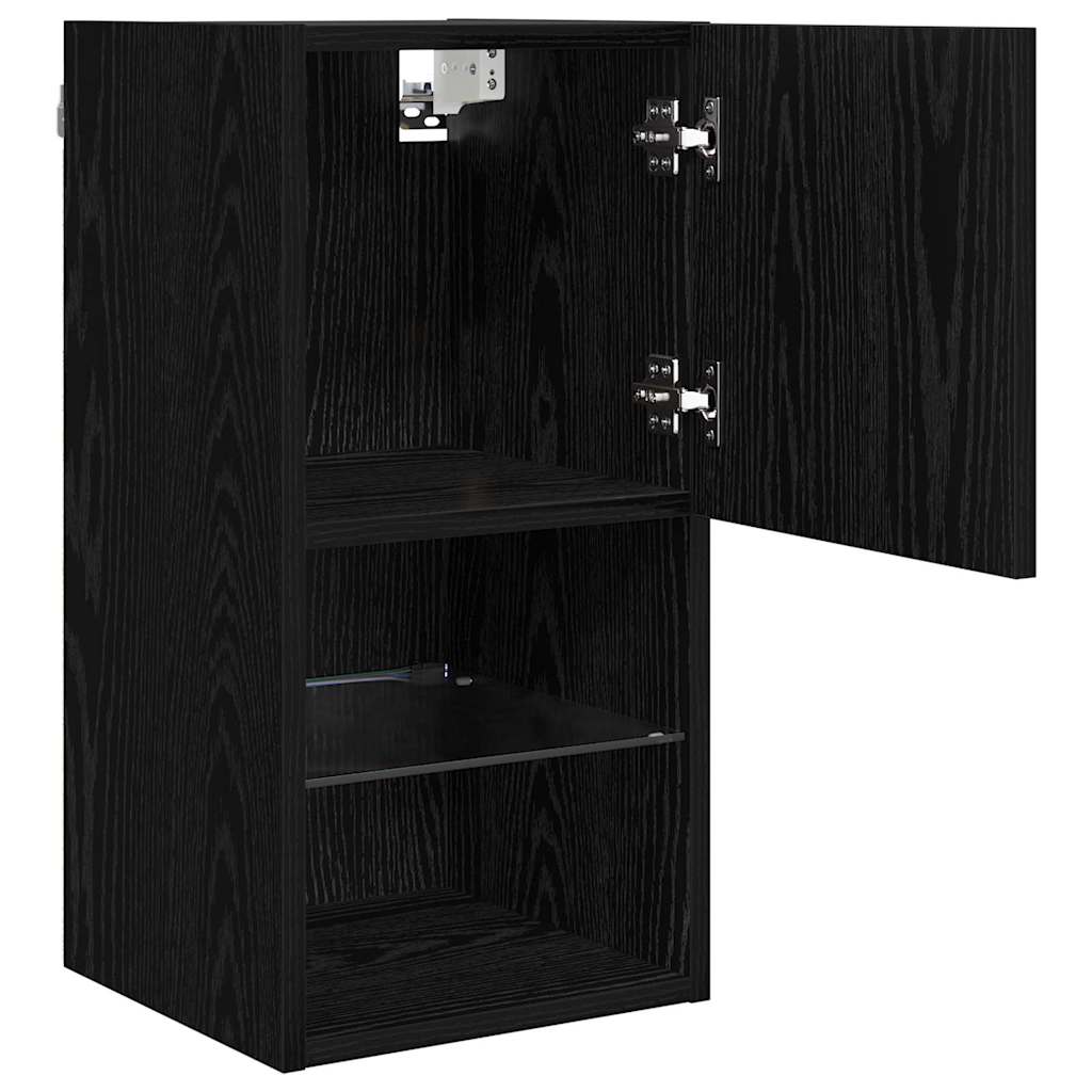 Væghængte TV skabe med LED 2 pcs Sort eg 30,5 x 30 x 60 cm