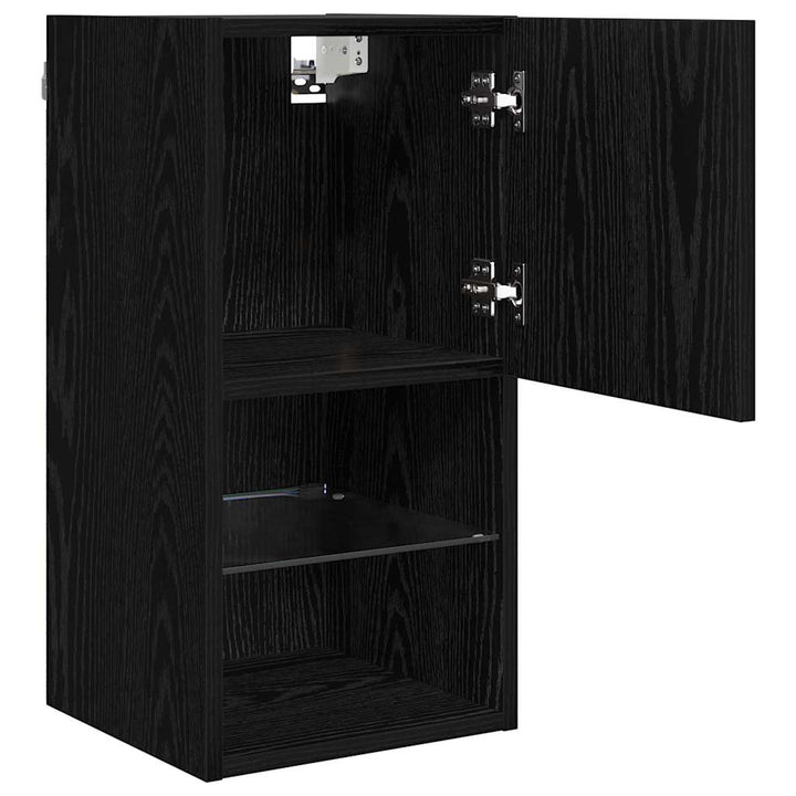 Væghængte TV skabe med LED 2 pcs Sort eg 30,5 x 30 x 60 cm