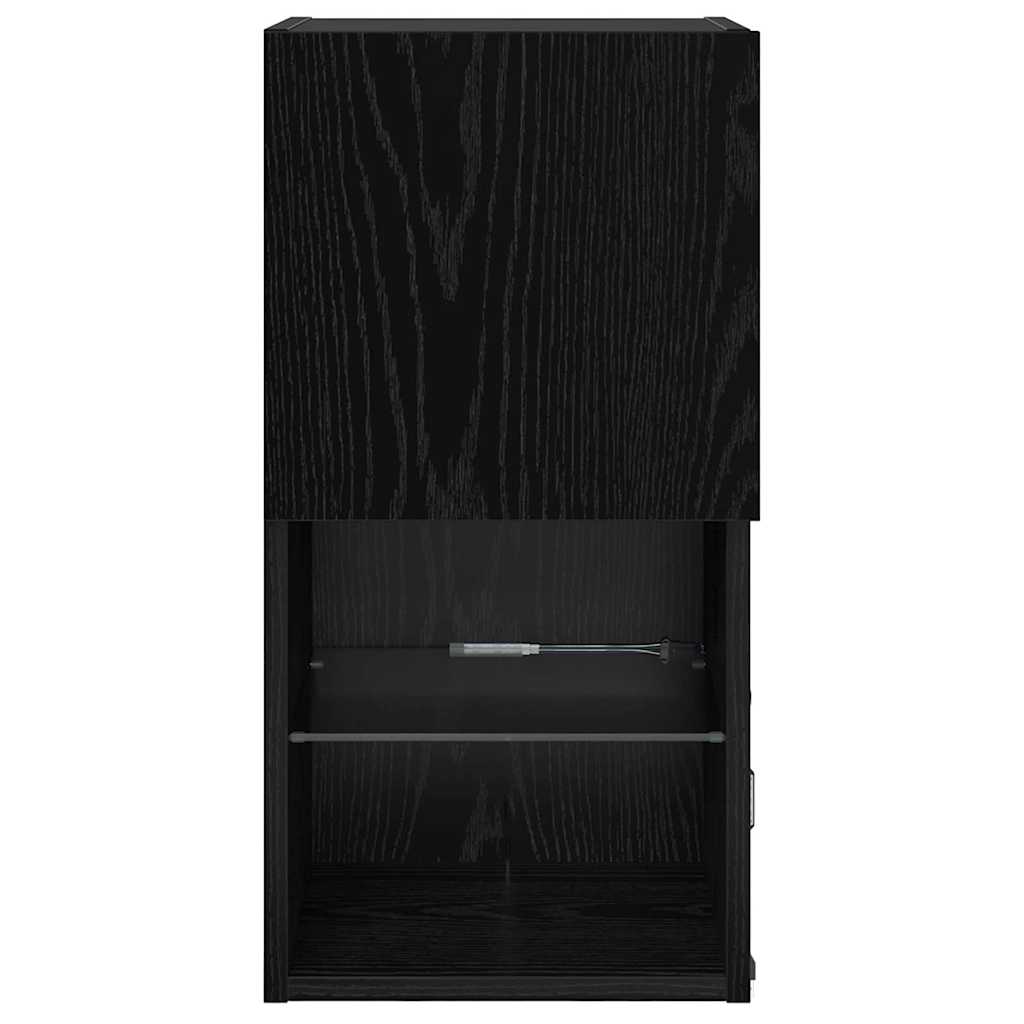 Væghængte TV skabe med LED 2 pcs Sort eg 30,5 x 30 x 60 cm