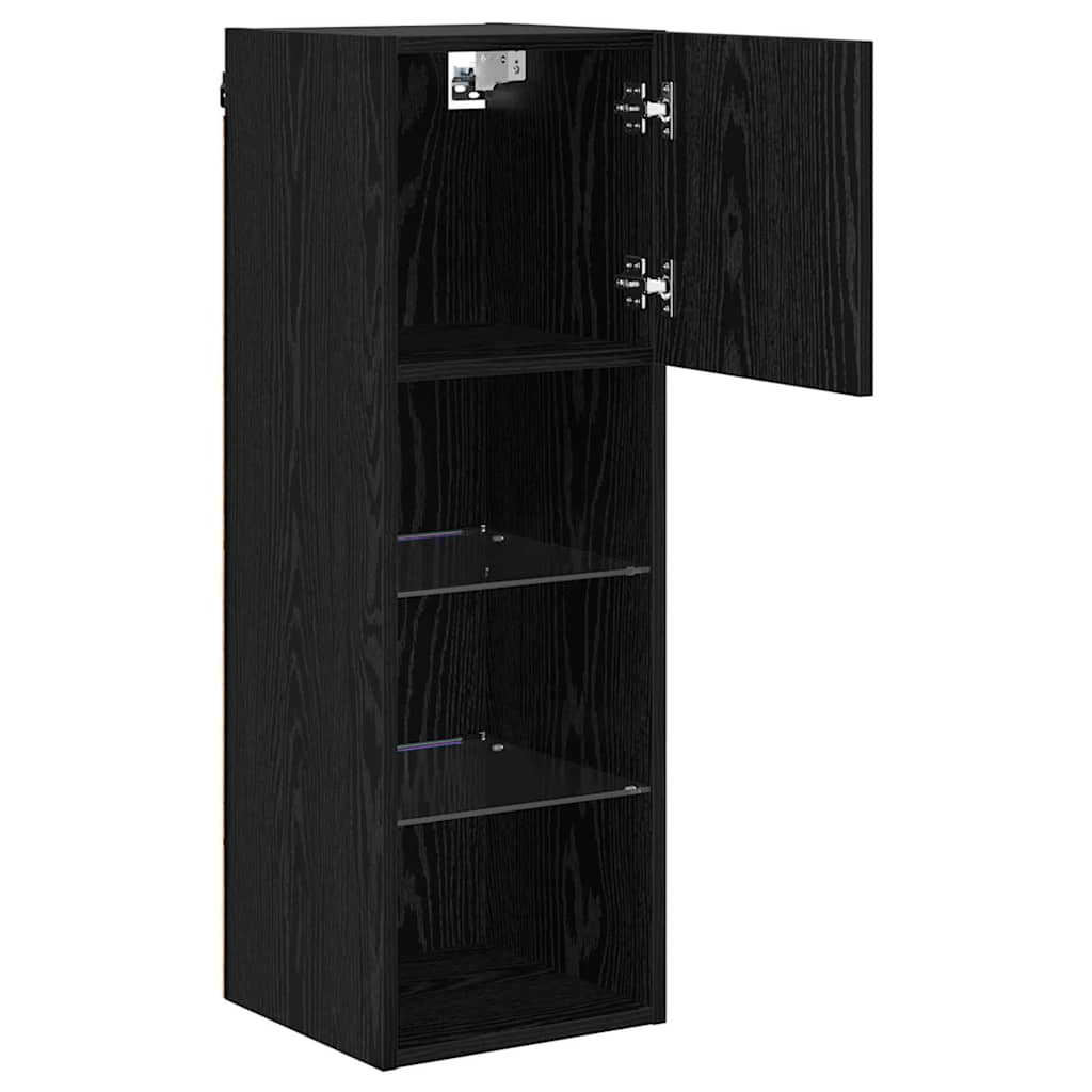 Væghængte TV skabe med LED 2 pcs Sort eg 30,5 x 30 x 90 cm
