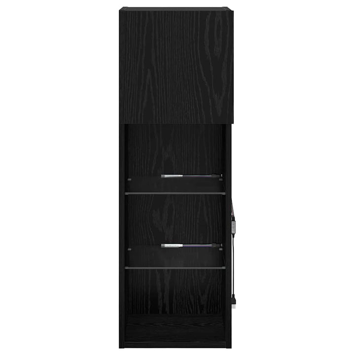 Væghængte TV skabe med LED 2 pcs Sort eg 30,5 x 30 x 90 cm