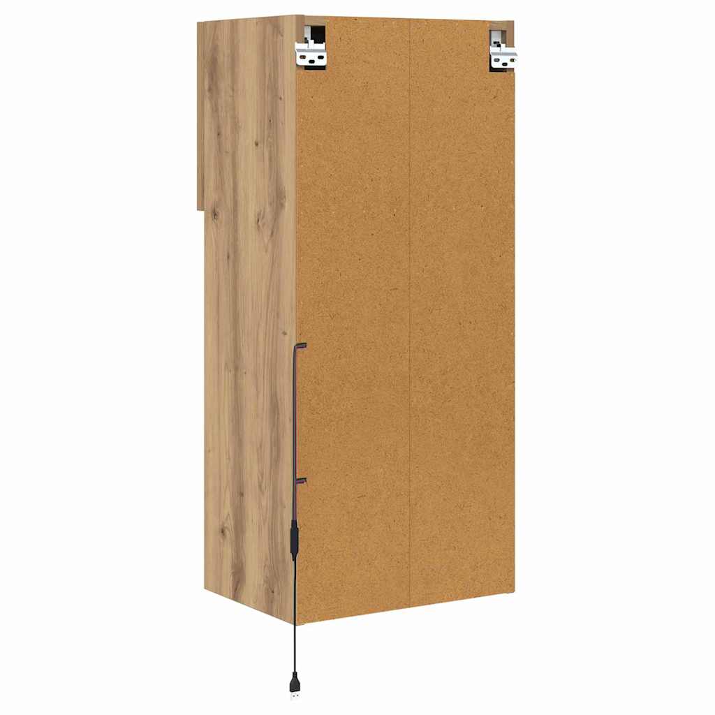 Væghængt TV Skab med LED Artisan Egetræ 40,5 x 30 x 90 cm