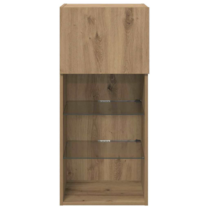 Væghængt TV Skab med LED Artisan Egetræ 40,5 x 30 x 90 cm