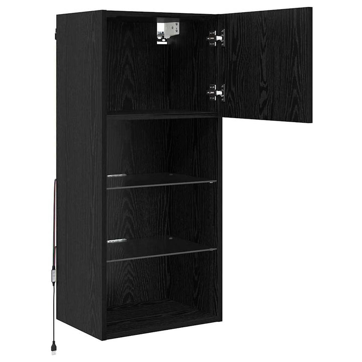 Væghængte TV skabe med LED 2 pcs Sort eg 40,5 x 30 x 90 cm