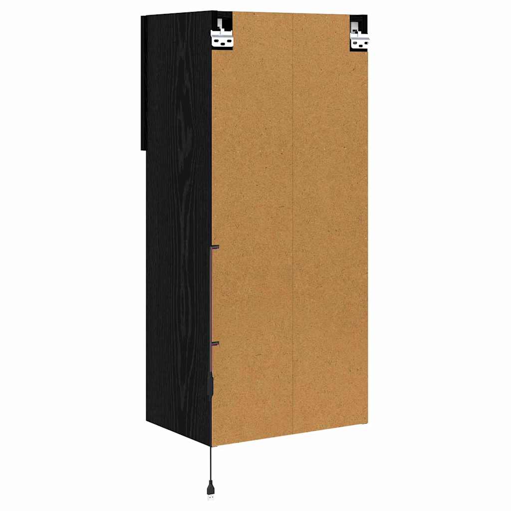Væghængte TV skabe med LED 2 pcs Sort eg 40,5 x 30 x 90 cm