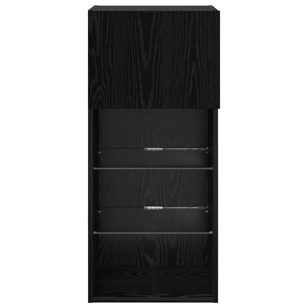 Væghængte TV skabe med LED 2 pcs Sort eg 40,5 x 30 x 90 cm