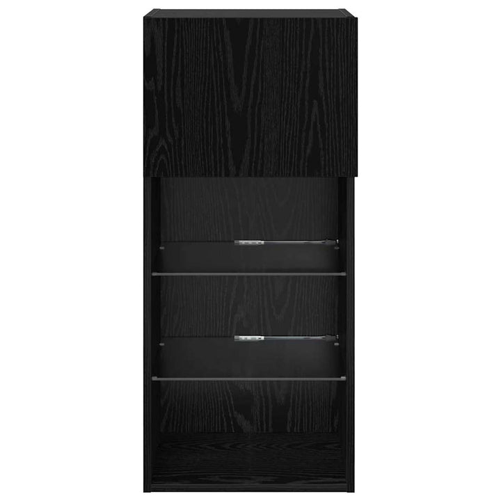 Væghængte TV skabe med LED 2 pcs Sort eg 40,5 x 30 x 90 cm