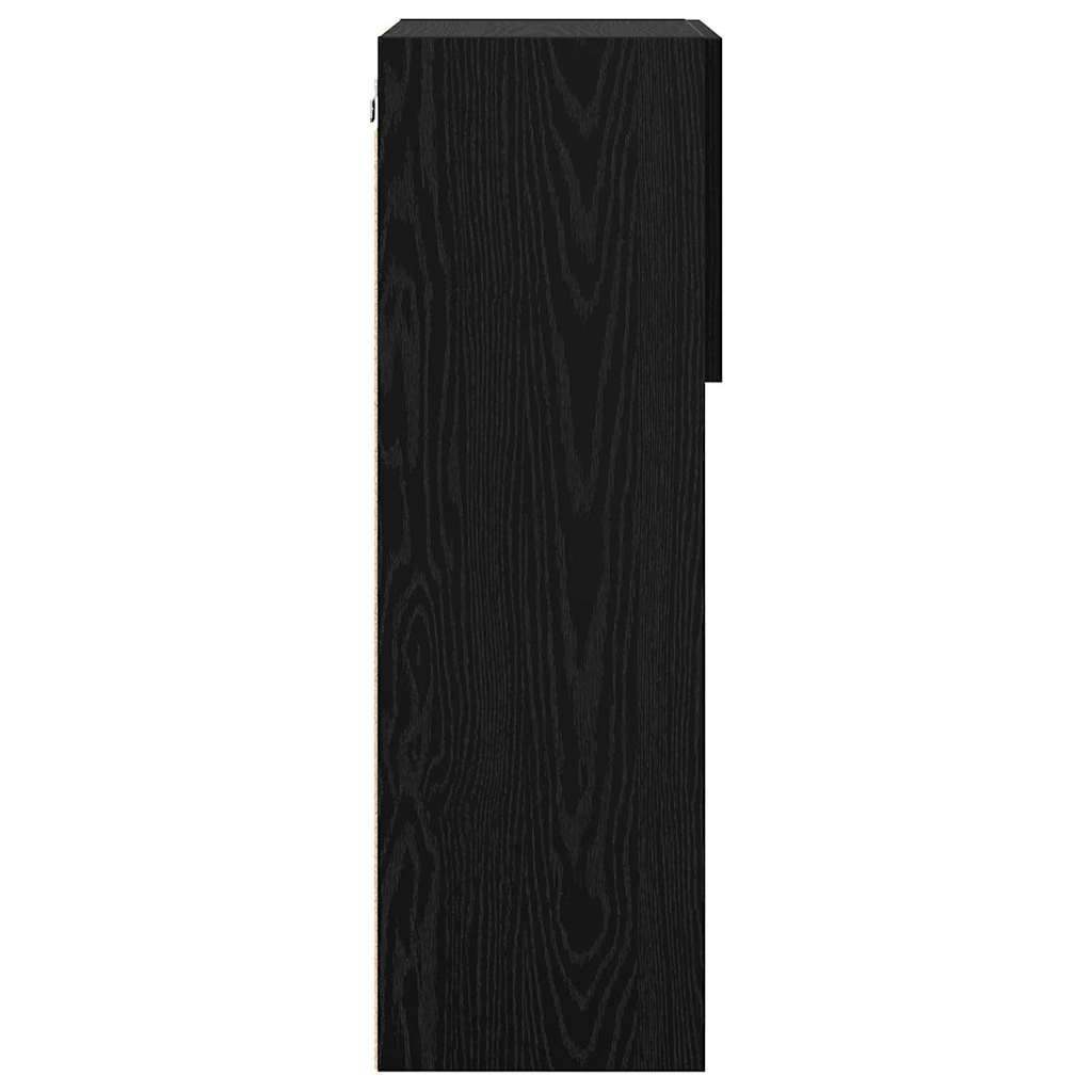 Væghængte TV skabe med LED 2 pcs Sort eg 40,5 x 30 x 90 cm