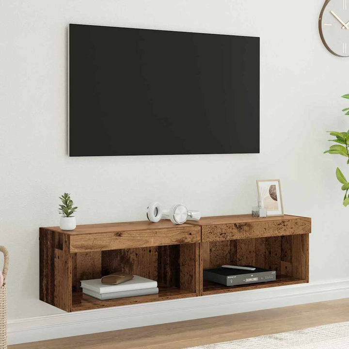 TV-møbelsæt 2 pcs Gammelt træ 60 x 30 x 30 cm Konstrueret træ