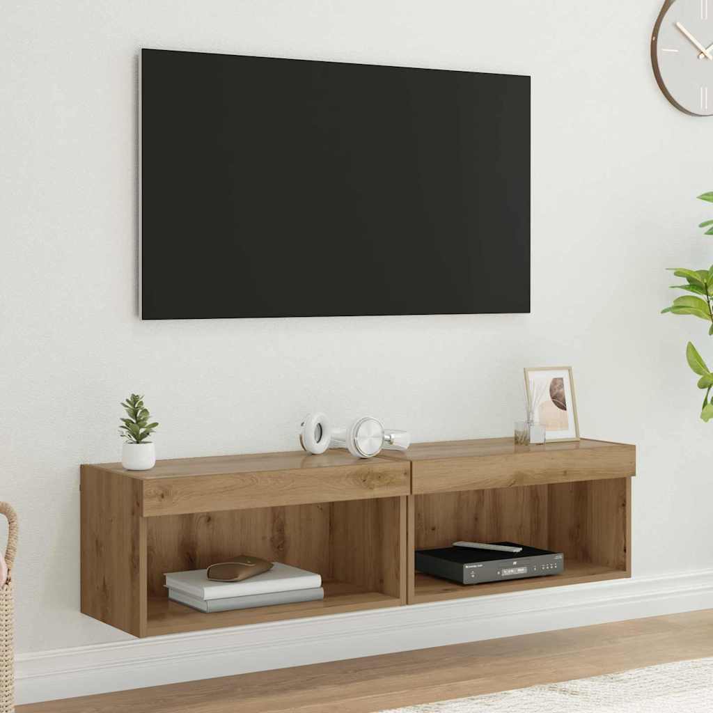 TV-møbelsæt 2 pcs Artisan Egetræ Konstrueret træ
