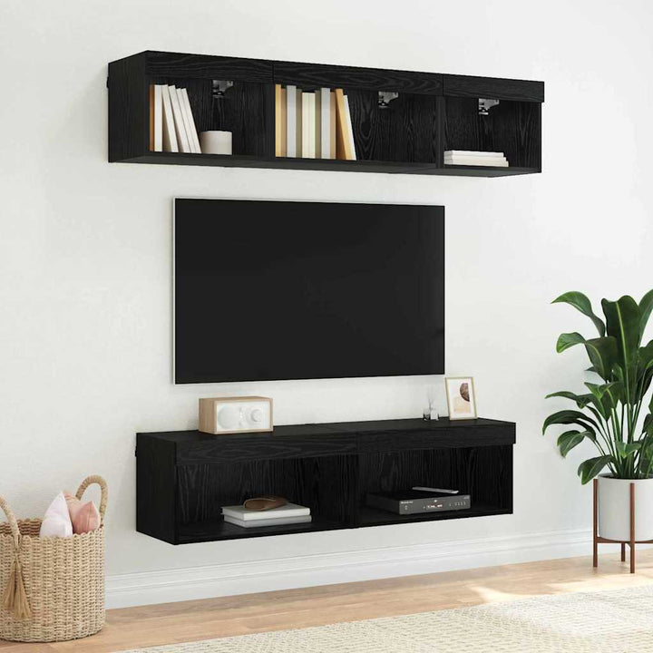 TV-møbelsæt 2 pcs Sort eg 60 x 30 x 30 cm Konstrueret træ